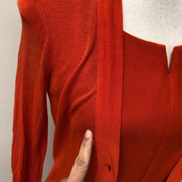 Tory Burch Sheath Dress Womens 6 Orange Cardigan Belted Business Career Teacher - Picture 3 of 16
